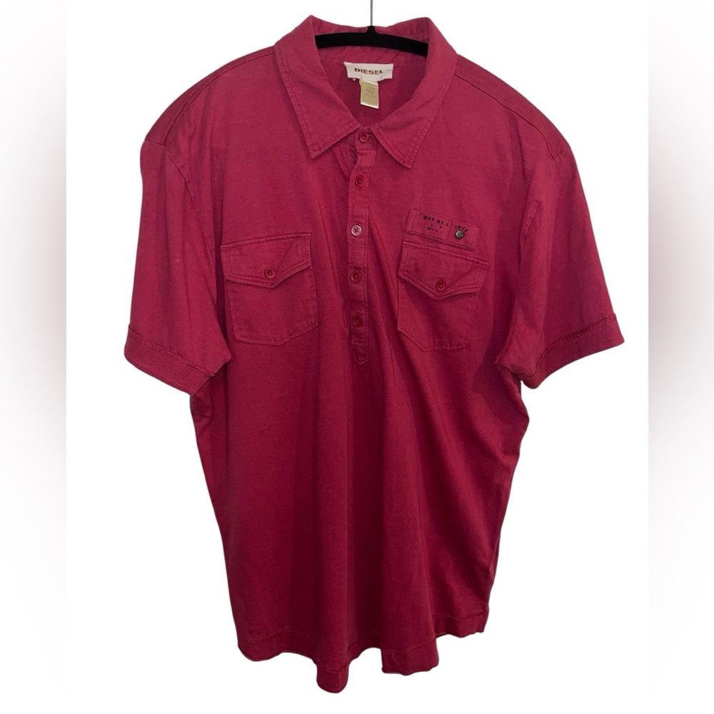 Diesel Short Sleeve Polo Shirt - Wine Red